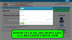 Bihar CET B.Ed 3rd Merit List 2025 Released Check Now